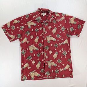 Moda  Shirt Campia Moda Hawaiian Short Sleeve Red Pineapple Sz M Aloha Beach